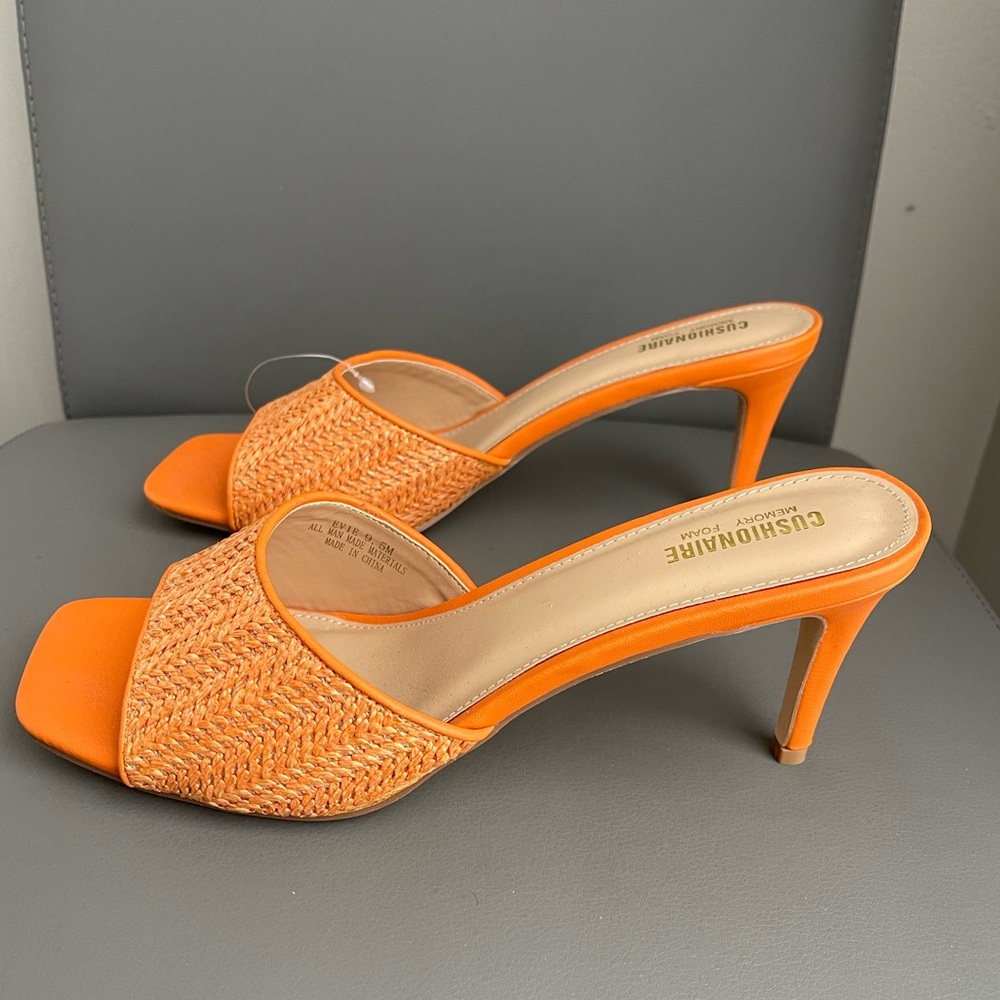 Cushionaire Heel Sandals Bright Orange Women’s Size 9.5